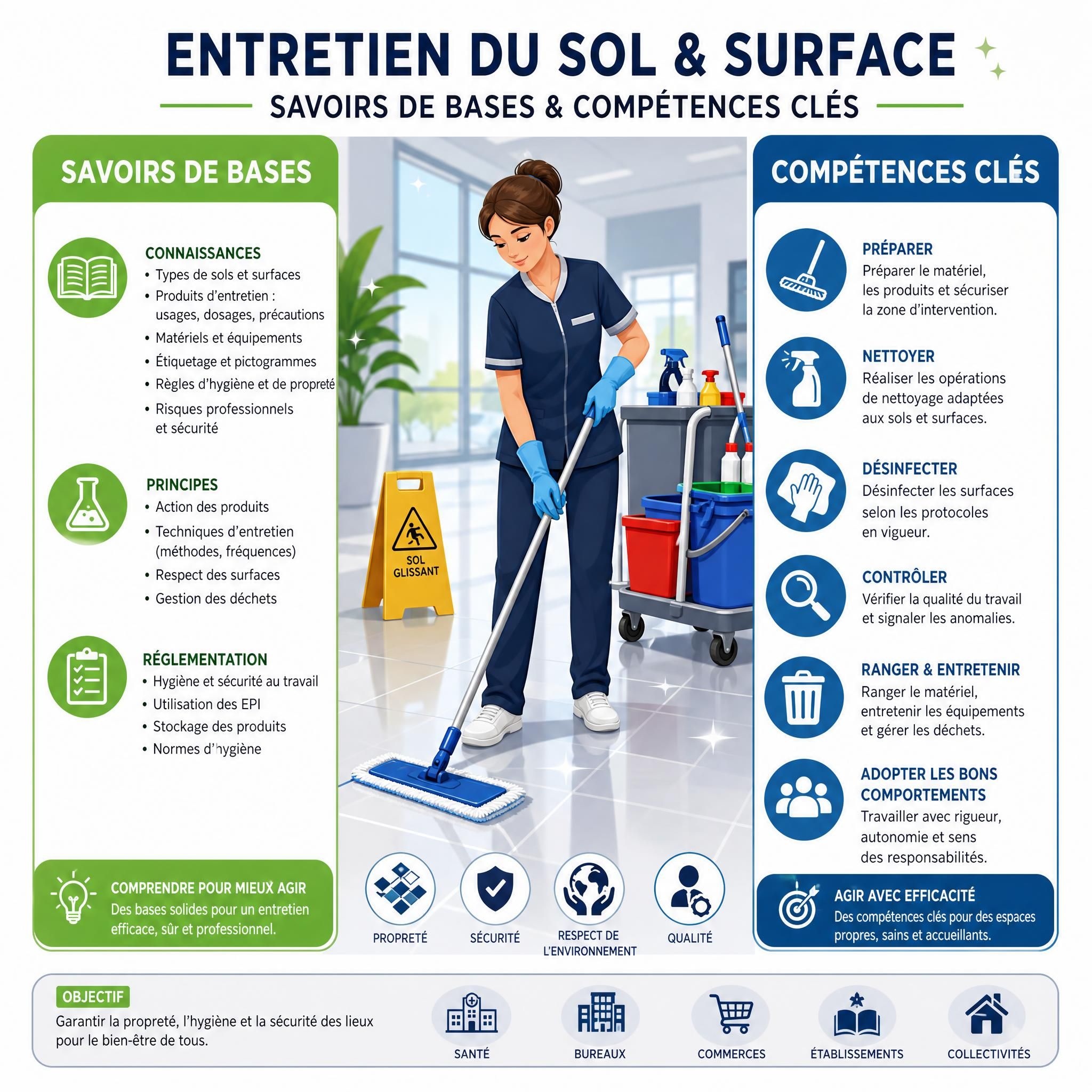 SAVOIRS DE BASES COMPETENCES CLES SUR :ENTRETIEN DU SOL & SURFACE(7H) : Présentiel)