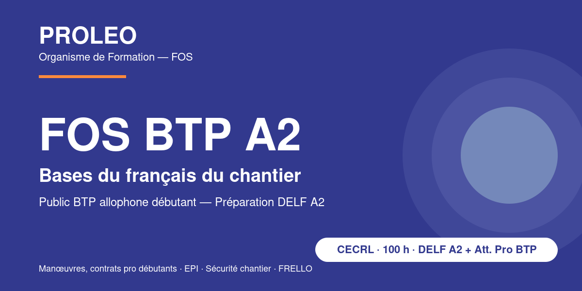 FOS BTP A2 — Bases du français du chantier (préparation DELF A2)