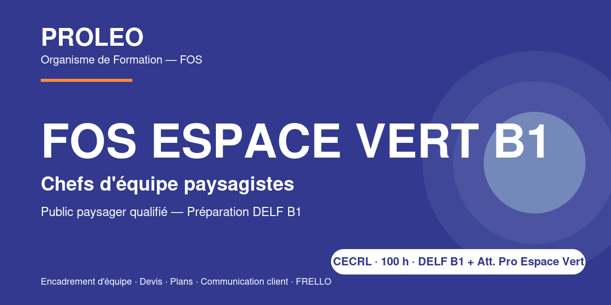 FOS Espace Vert B1 — Chefs d'équipe paysagistes (préparation DELF B1)